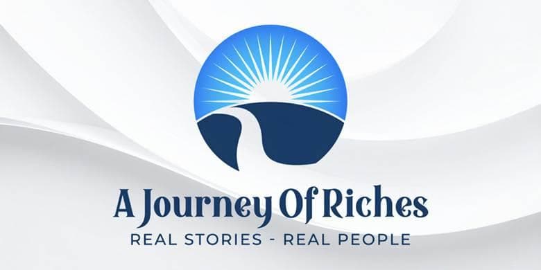 Logo featuring a sunrise over hills and the text "A Journey Of Riches"