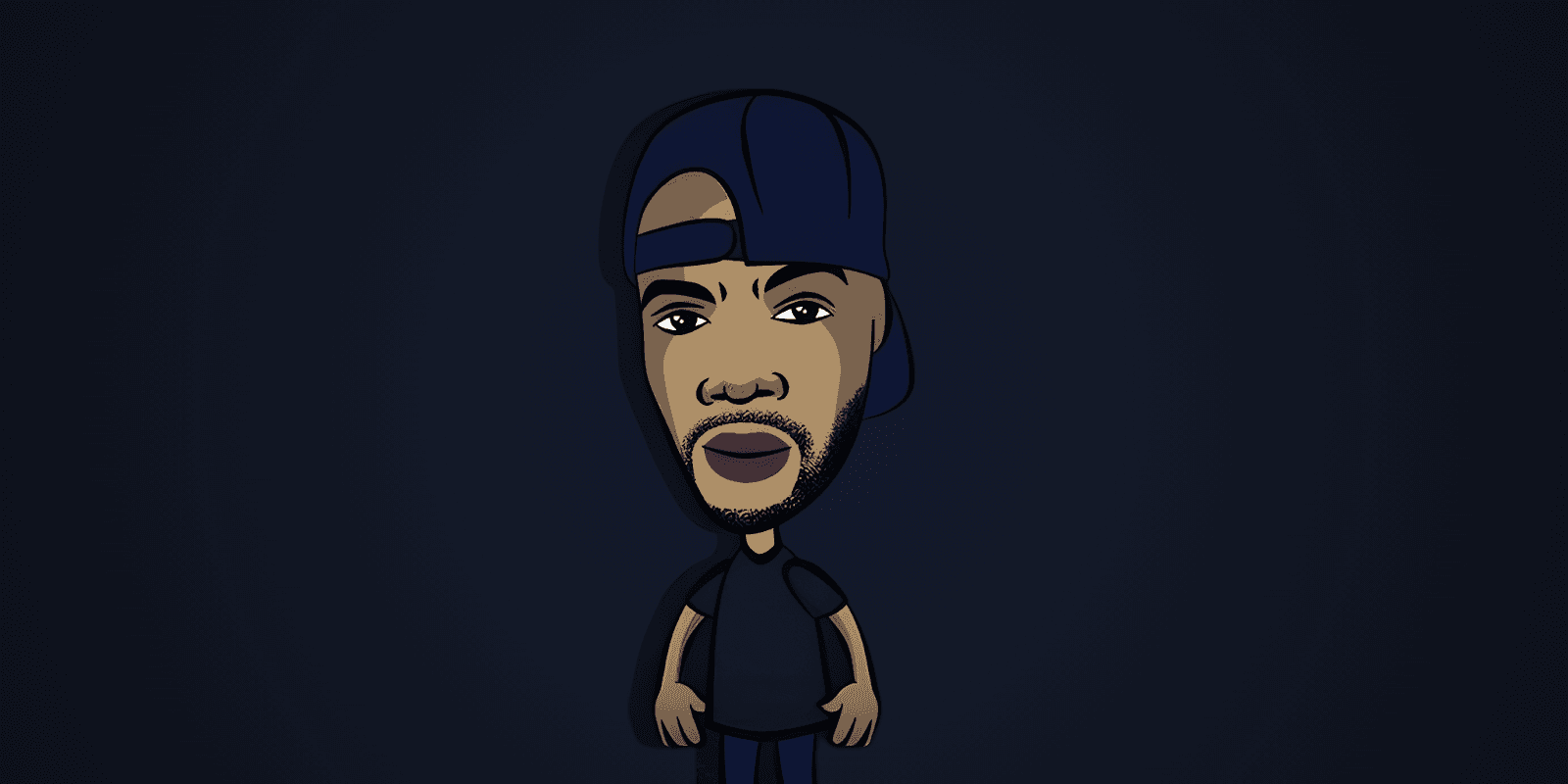 "Cartoon of Daforce, Canadian rapper, representing Unknown Source Music, known for raw lyricism and gritty, hard-hitting beats."