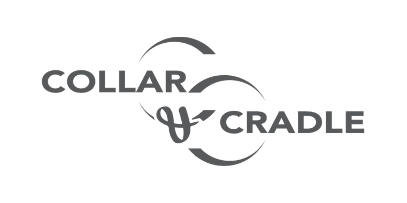 Collar and Cradle logo features bold, dark gray text with sleek sans-serif font and circular arcs around the ampersand.