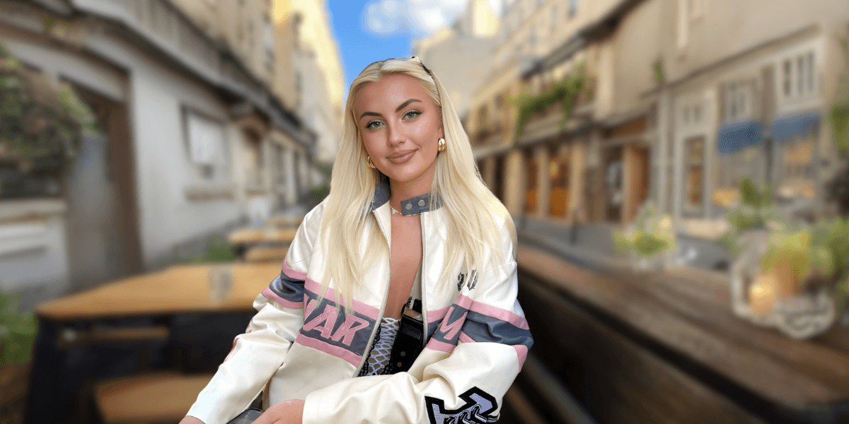 Elsa Thora poses confidently on a European street, embodying authenticity as Hinge’s most liked woman.