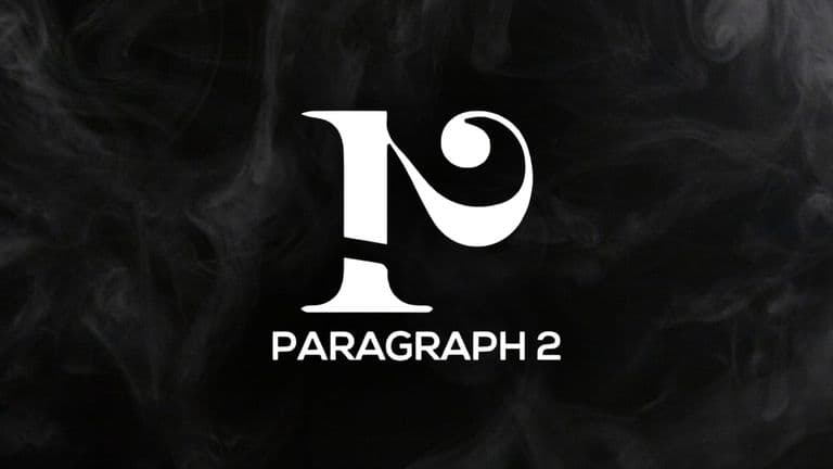 White Paragraph 2 logo centered on a dark smoky background.