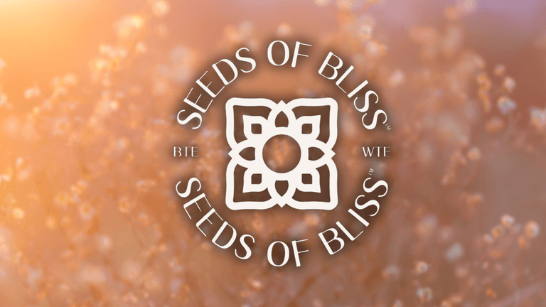 The Seeds of Bliss logo, symbolizing the brand's commitment to personal healing, transformation, and spiritual awakening. This logo represents a movement focused on guiding individuals toward a deeper connection with their essence and promoting authentic, lasting growth.