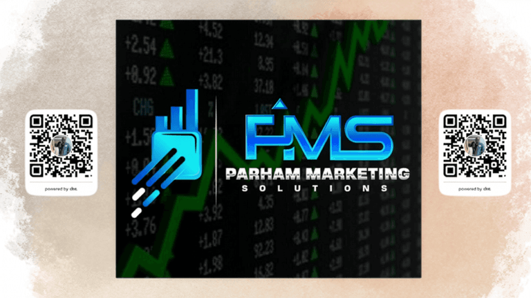 Parham Marketing Solutions logo with rising stock trends, representing business growth and digital marketing expertise to drive success.