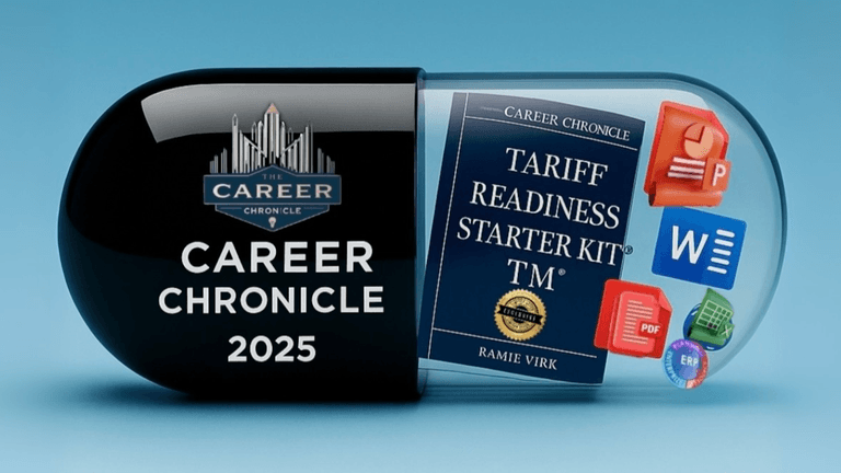 Career Chronicles 2025 capsule image, showcasing Ramie Virk's toolkit solutions for tariff risk management and procurement efficiency.