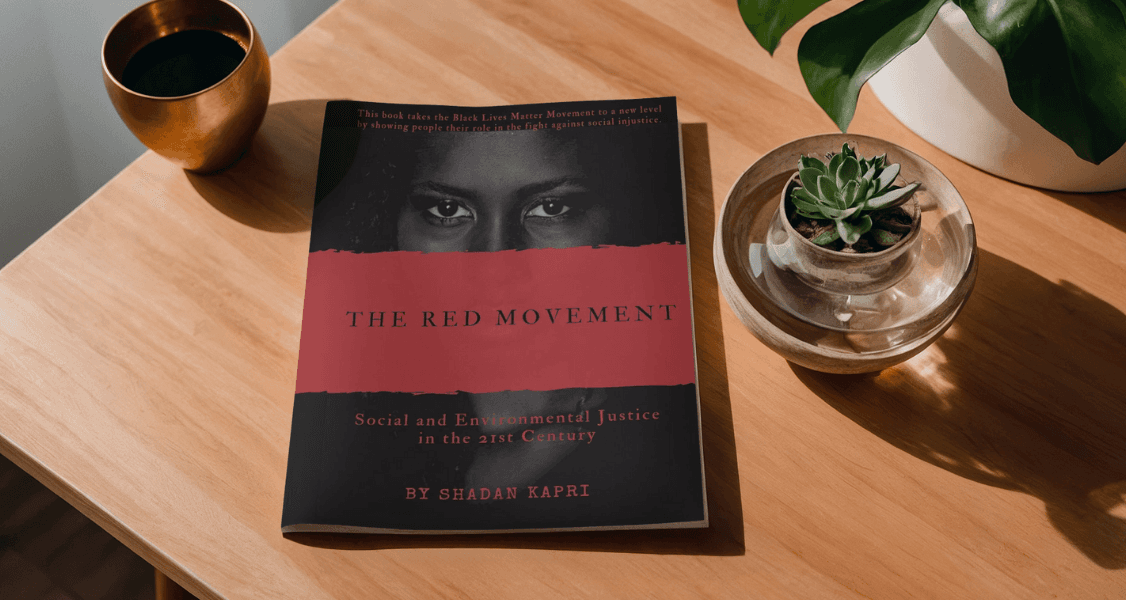 The Red Movement book cover by Shadan Kapri, highlighting social and environmental justice in the 21st century, empowering ethical consumerism