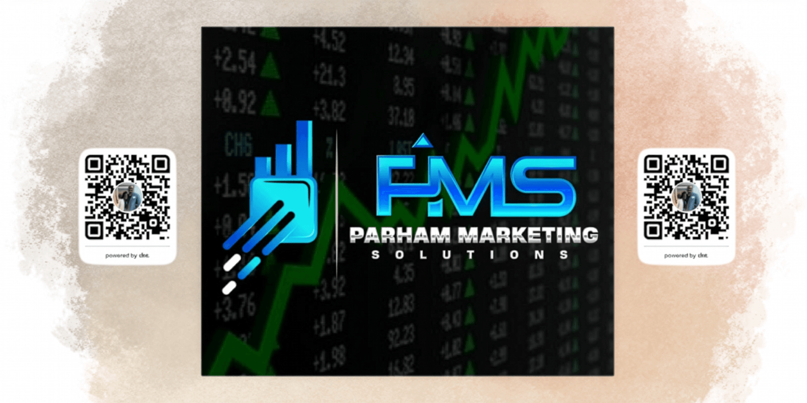 Parham Marketing Solutions logo with rising stock trends, representing business growth and digital marketing expertise to drive success.
