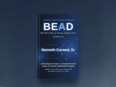 Book cover titled "BEAD" by Kenneth Carnesi, Sr. about broadband funding and deployment strategies