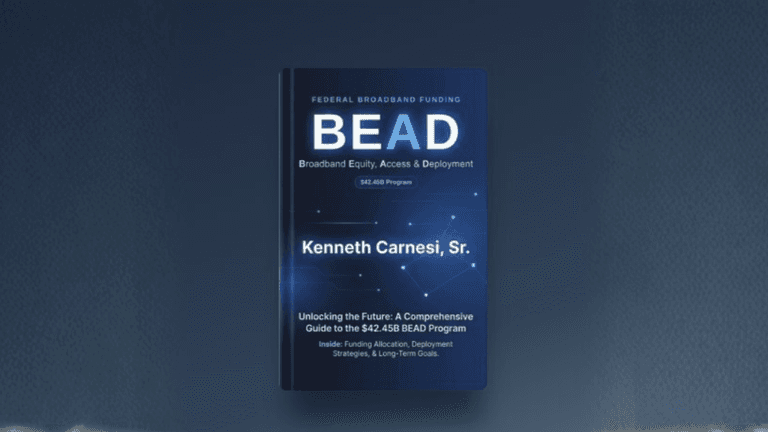 Book cover titled "BEAD" by Kenneth Carnesi, Sr. about broadband funding and deployment strategies