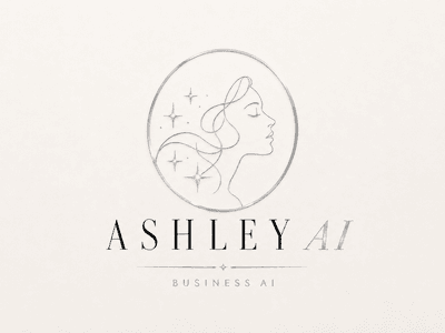 Elegant logo featuring a woman's profile with "ASHLEY AI" and "BUSINESS AI" text