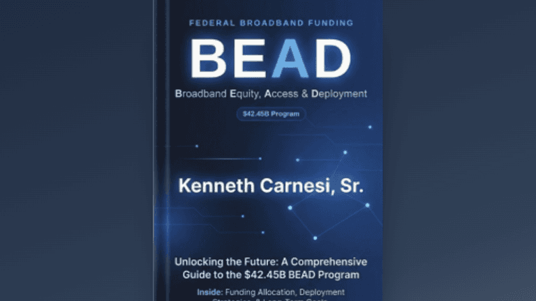 Book cover titled "BEAD" by Kenneth Carnesi, Sr. about broadband funding and deployment strategies