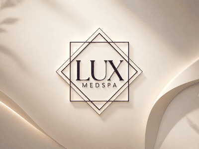 Elegant logo of Lux Medspa on a soft, textured background with geometric design
