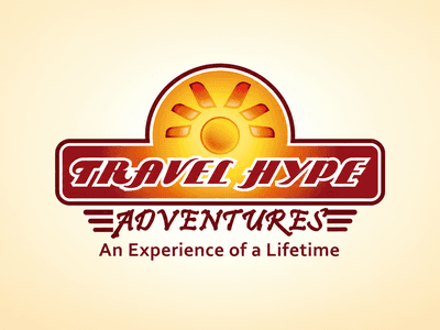 Logo for Travel Hype Adventures featuring a sun and tagline about lifetime experiences