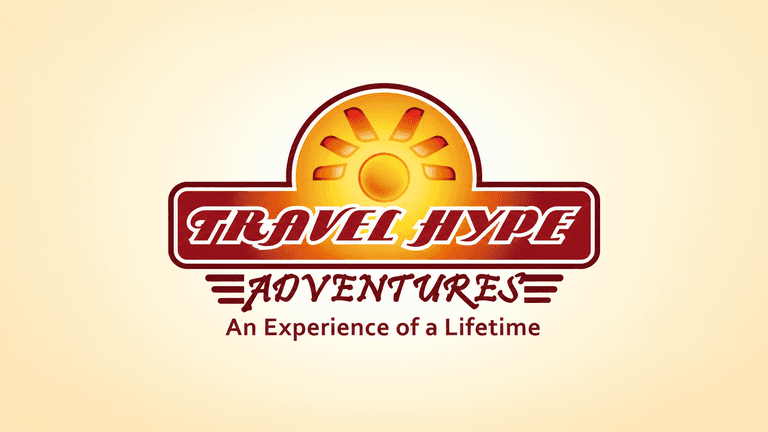 Logo for Travel Hype Adventures featuring a sun and tagline about lifetime experiences