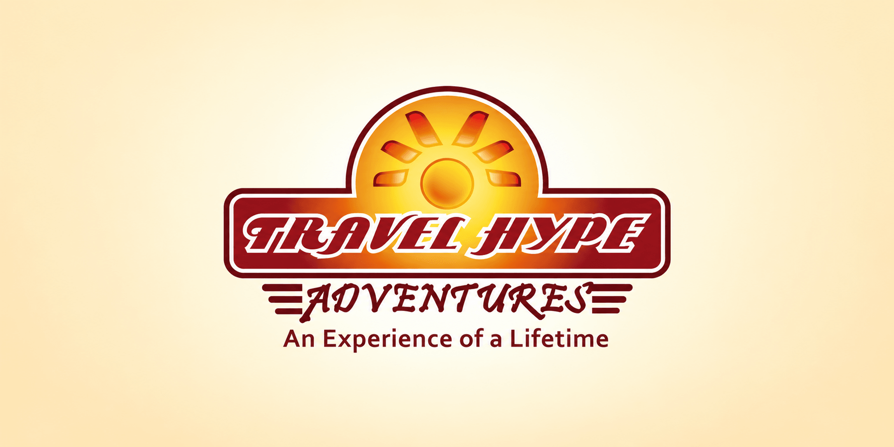 Logo for Travel Hype Adventures featuring a sun and tagline about lifetime experiences