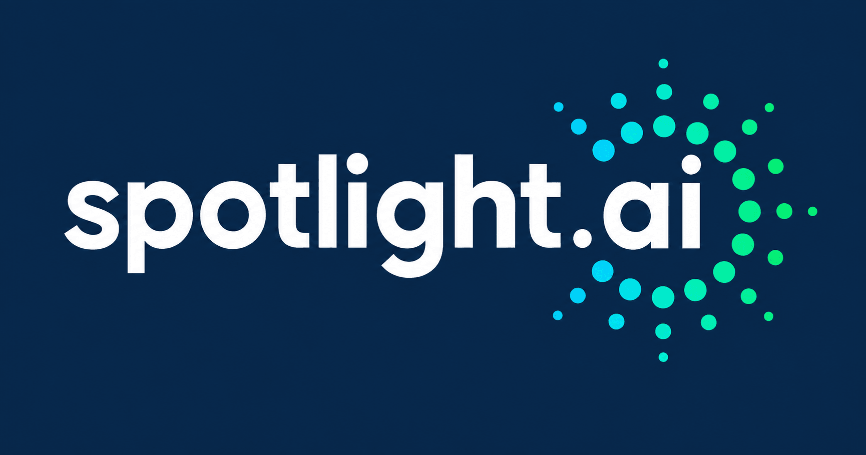 Logo of Spotlight AI with blue background and dotted graphic element