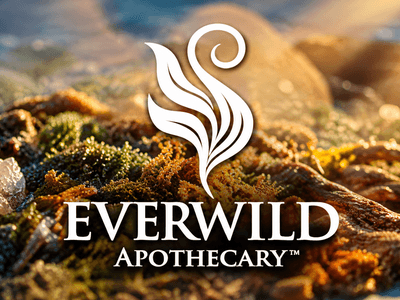 Logo of Everwild Apothecary with natural elements and sunlight in the background