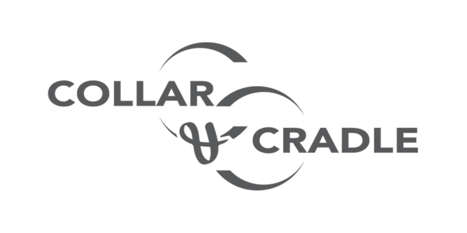 Collar and Cradle logo features bold, dark gray text with sleek sans-serif font and circular arcs around the ampersand.