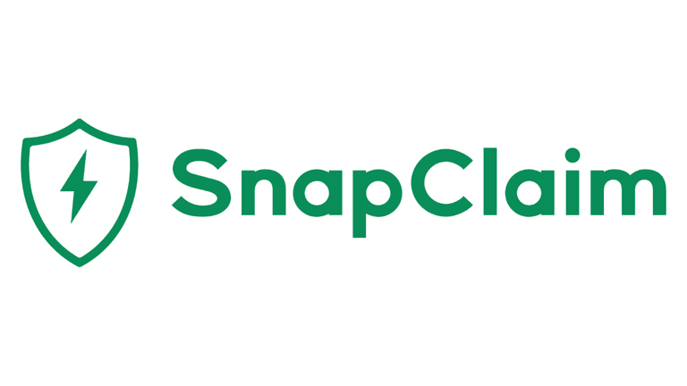 The SnapClaim logo featuring a shield with a lightning bolt and the brand name in green, representing a company focused on claims and insurance services.