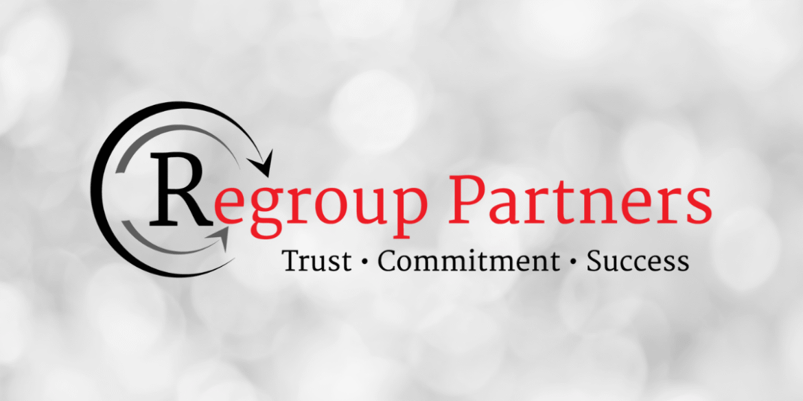 Regroup Partners logo emphasizing trust, commitment, and success, representing a professional firm focused on business restructuring and growth.