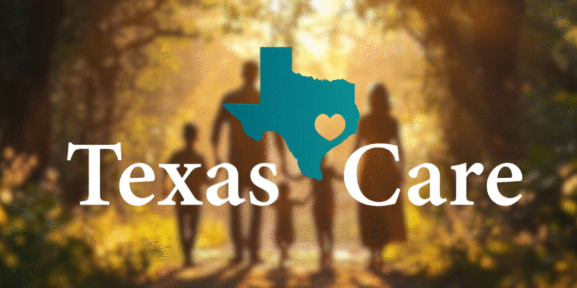 Texas Care Stop 6 logo with a heart-shaped Texas symbol, representing accessible, free behavioral health care for families.
