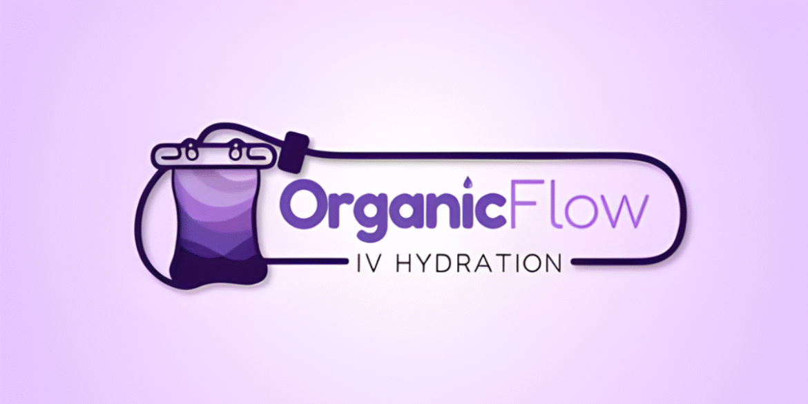 OrganicFlow logo featuring mobile IV hydration services for wellness at home.