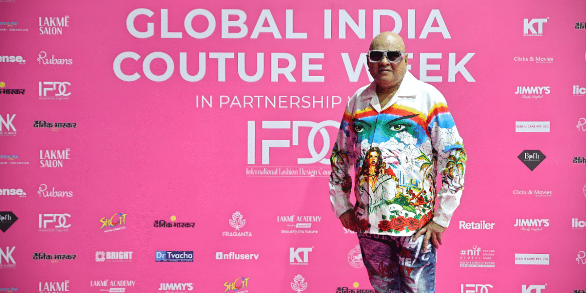 "Ratnadeep Lal at Global India Couture Week, showcasing his innovative fashion designs, blending tradition with modern couture on a global stage."
