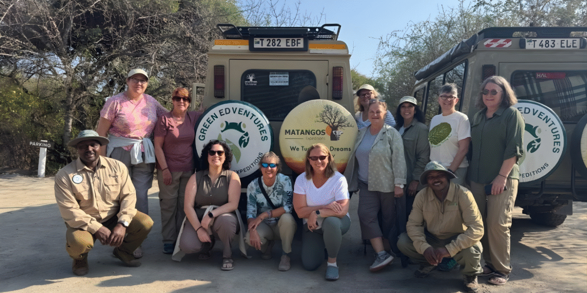 Group photo with Green Edventures guides and travelers at the start of their safari adventure.